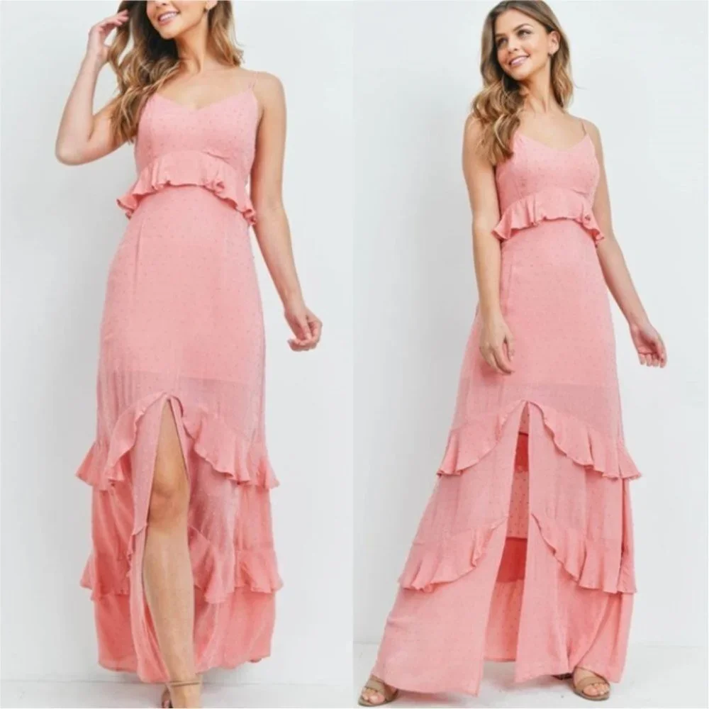 PINK MAXI TEXTURED DRESS - Picture 10 of 10